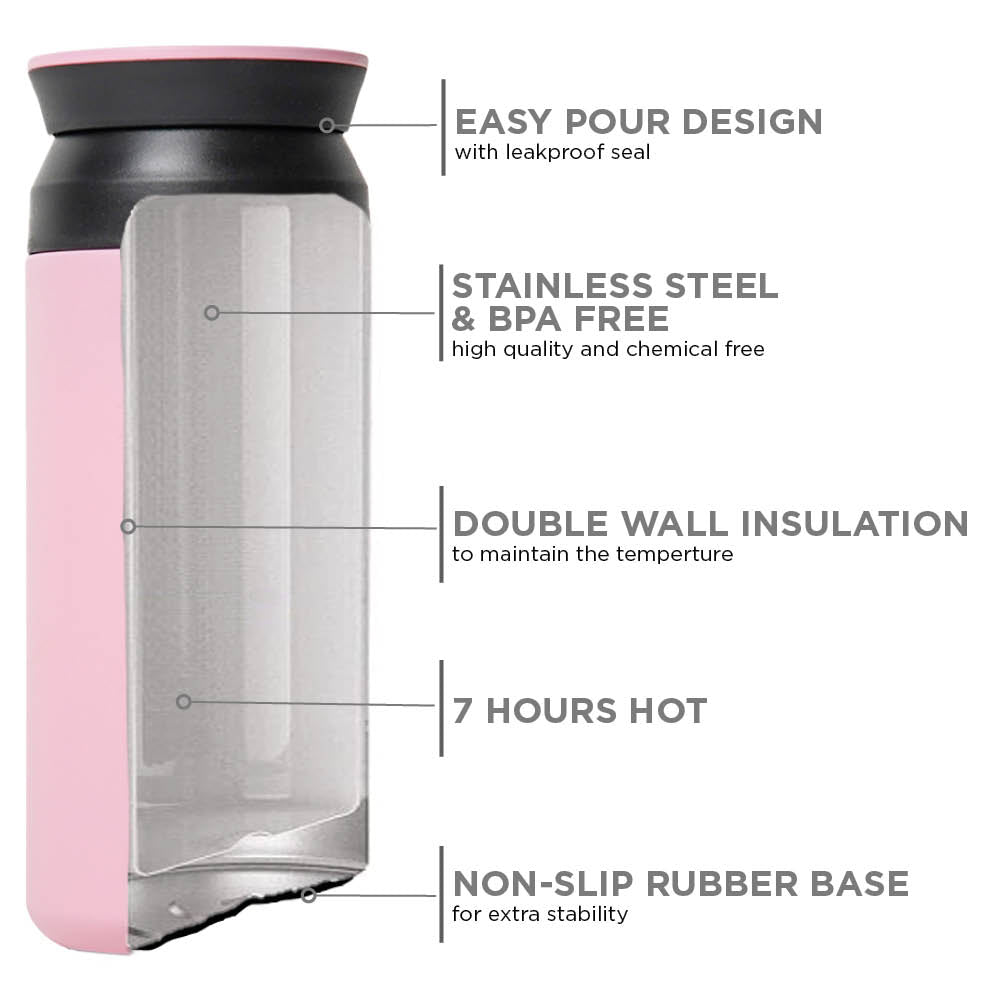 Cafe Reusable Coffee Flask - Pink 350ml